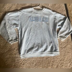 Baby blue corded alpha chi omega sweatshirt